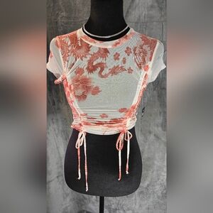 Chic Floral Dragon Print Crop Top